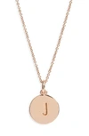 Kate Spade Rose Gold-tone Initial Disc Pendant Necklace, 18" + 2 1/2" Extender In J/ Rose Gold