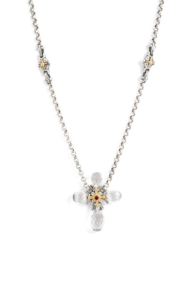 Konstantino Pythia Faceted Crystal Cross Pendant Necklace In Multi