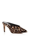 REBECCA MINKOFF Women's Gabian Leopard Print Calf Hair Mid-Heel Mules,F18613806H