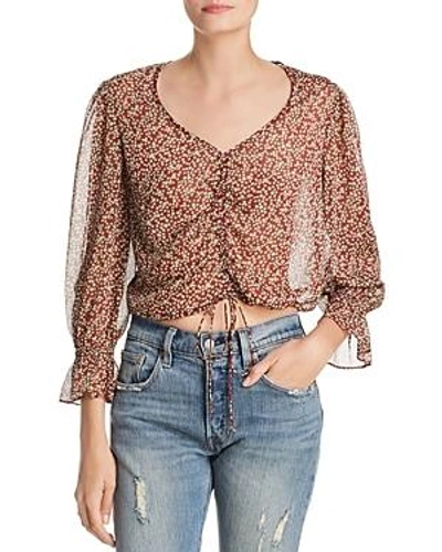The East Order Arielle Ruched Floral-print Top In Merlot Constellation