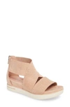 Eileen Fisher Women's Perforated Crisscross Platform Sandals In Toffee/ Cream Nubuck