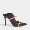 MALONE SOULIERS MALONE SOULIERS | Maureen 100 High Mule Shoes in Black and Nude Nappa Leather