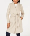 Cole Haan Slick Wool Wrap Coat In Bone