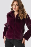 NA-KD Short Faux Fur Jacket Purple