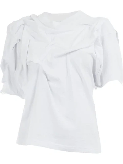 Aganovich Asymmetric Ruched T-shirt In White