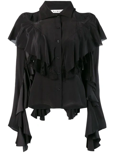 Almaz Ruffled Shirt - Black