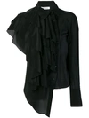 ALMAZ ALMAZ RUFFLED ONE SHOULDER SHIRT - BLACK