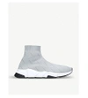BALENCIAGA MENS GREY SPEED KNITTED MID-TOP trainers