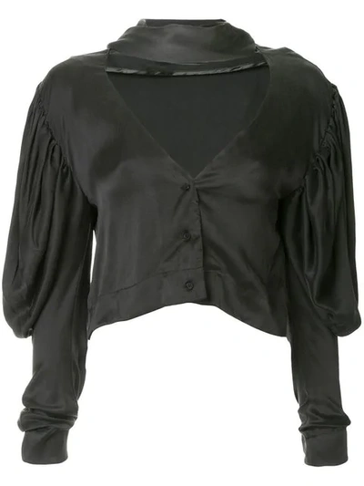 Georgia Alice Georgia Cropped Silk Shirt In Black