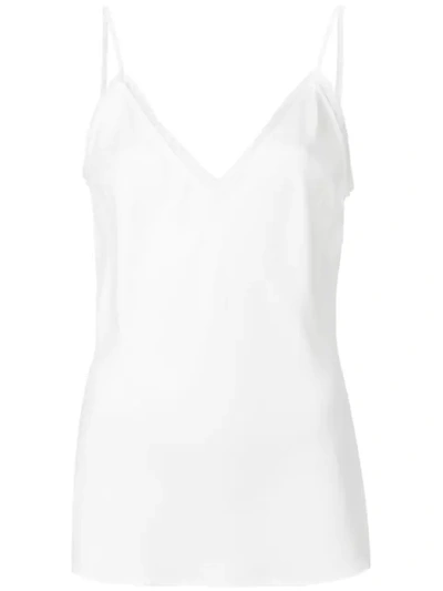 Frame V-neck Satin Lounge Cami Tank Top In White