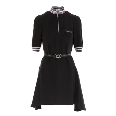Prada Dress High Neck Zip In Black,pink,white