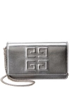 GIVENCHY EMBLEM METALLIC LEATHER WALLET ON CHAIN,3615204753750
