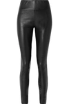 Sprwmn Black High Waisted Leather Leggings In Black