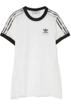 STELLA MCCARTNEY + adidas Originals lace-paneled cotton-jersey T-shirt