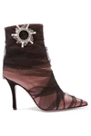 AMINA MUADDI TESSA CRYSTAL-EMBELLISHED RUCHED TULLE AND SATIN ANKLE BOOTS