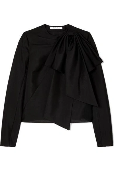 Givenchy Bow-detailed Mohair And Wool-blend Top In Black