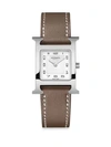 HERMES WOMEN'S HEURE H 21MM STAINLESS STEEL & LEATHER STRAP WATCH,408140977686