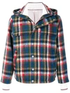 THOM BROWNE THOM BROWNE GINGHAM TARTAN DOWN-FILLED HAIRY MOHAIR TECH JACKET - MULTICOLOUR