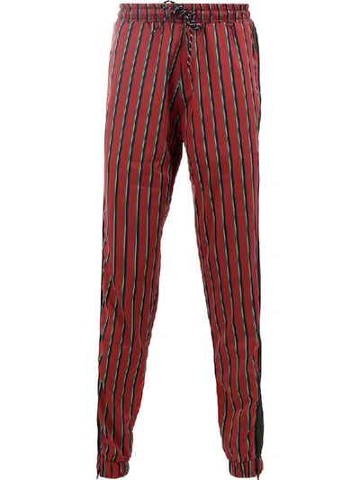 Andrea Crews Striped Track Trousers In Red