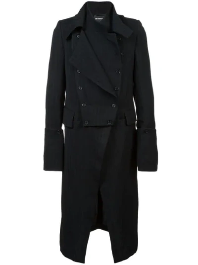 Ann Demeulemeester Striped Double Breasted Coat In Black