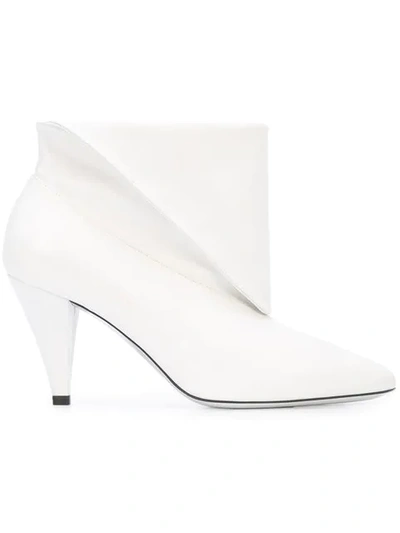 Givenchy Show Leather Folded Cone-heel Ankle Boots In White