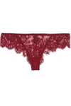 ID SARRIERI WOMAN SCALLOPED LACE LOW-RISE THONG CLARET,AU 1016843419904732