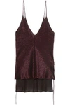 JUAN CARLOS OBANDO JUAN CARLOS OBANDO WOMAN METALLIC SILK-BLEND CAMISOLE BURGUNDY,3074457345618900766