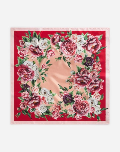 Dolce & Gabbana Printed Silk Scarf (120 X 200) In Floral Print