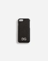 DOLCE & GABBANA IPHONE 7 COVER WITH DAUPHINE CALFSKIN DETAIL AND DG CRYSTAL LOGO,BI2235AU77080999
