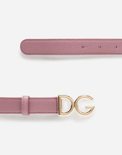 Dolce & Gabbana Dauphine Calfskin Belt In Pastel Pink