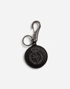 DOLCE & GABBANA METAL AND CALFSKIN KEYCHAIN WITH LOGO EMBROIDERY,BP2419AC28680999