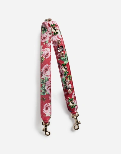 Dolce & Gabbana Printed Dauphine Leather Shoulder Strap In Multicolor