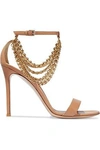 GIANVITO ROSSI GIANVITO ROSSI WOMAN CHAIN-EMBELLISHED LEATHER SANDALS SAND,3074457345619469131
