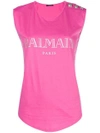Balmain Sleeveless Logo T-shirt In Pink