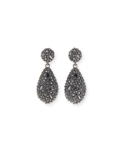 Alexis Bittar Crystal Encrusted Dangle Post Earrings In Black/silver