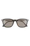 Tom Ford Men's Arnaud-02 53mm Geometric Sunglasses In Shiny Black / Smoke Polarized