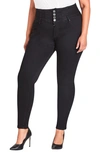 City Chic Trendy Plus Size Harley Corset Skinny Jeans In Black