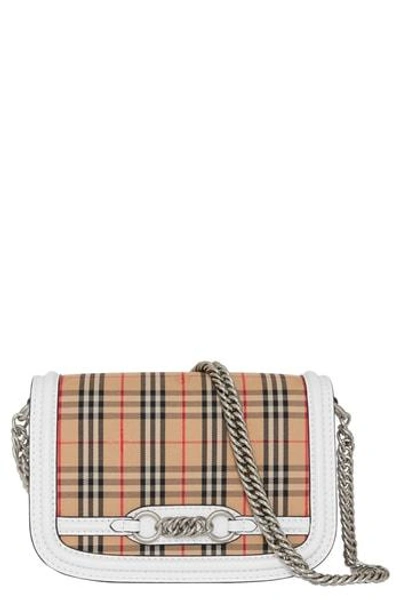Burberry Vintage Check Link Flap Crossbody Bag In Chalk White