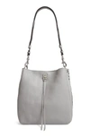 REBECCA MINKOFF DARREN DEERSKIN LEATHER SHOULDER BAG - GREY,HH18EDND28