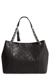 TORY BURCH FLEMING DISTRESSED LEATHER TOTE - BLACK,50286