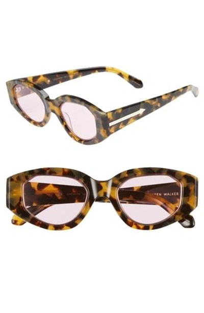 Karen Walker Castaway 48mm Round Sunglasses - Black/ Smoke