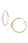 ETTIKA CRYSTAL EMBELLISHED HOOP EARRINGS,E1197.CLR.G