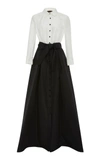 Carolina Herrera Icon Two-tone Taffeta Trench Gown In Black/white