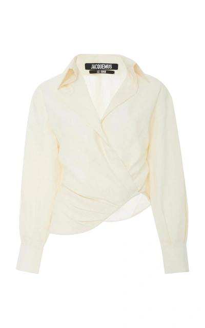 Jacquemus Sabah Asymmetric Linen-blend Shirt In White