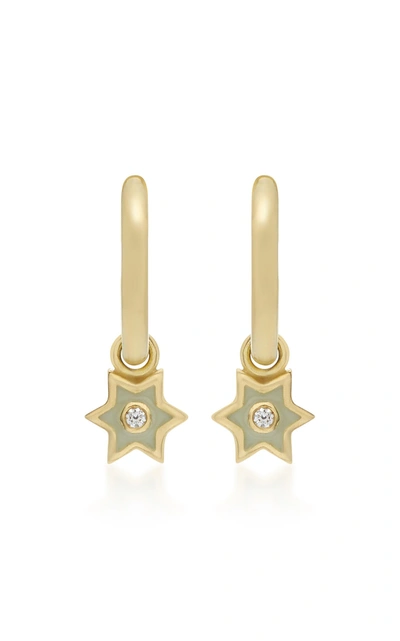 Amrapali 18k Gold And Diamond Mini Star Hoop Earrings In White