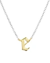 ARGENTO VIVO TWO TONE GOTHIC INITIAL PENDANT NECKLACE, 16,810987TTE