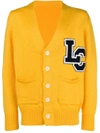 LC23 LC23 LOGO EMBROIDERED CARDIGAN - YELLOW