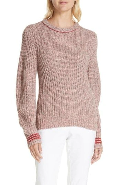 Rag & Bone Cheryl Stripe Cuff Wool Blend Sweater In Grey Red