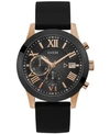 GUESS MEN'S BLACK SILICONE STRAP WATCH 45MM