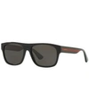 Gucci Men's Polarized Sunglasses, Gg0341s In Black Shiny / Grey Polar